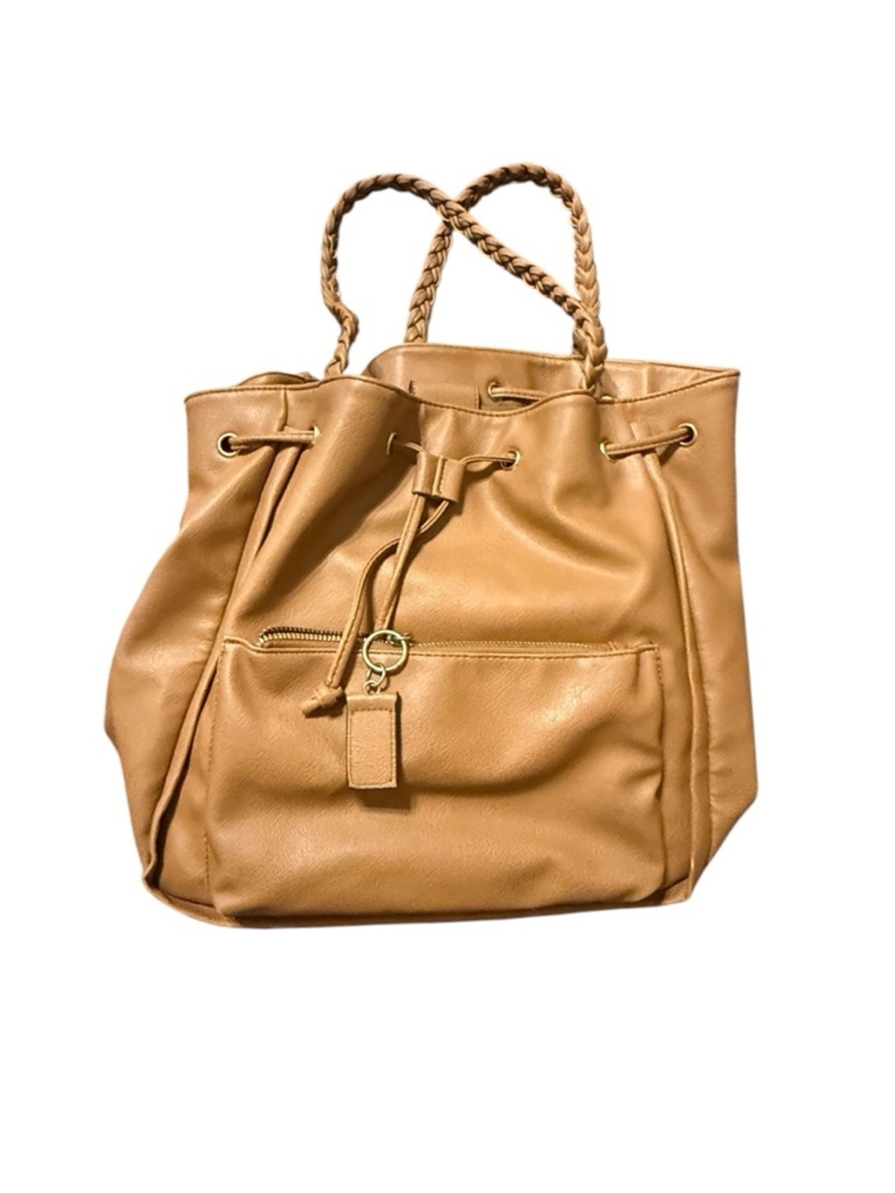 Classic Tan Drawstring Tote Bag - Women